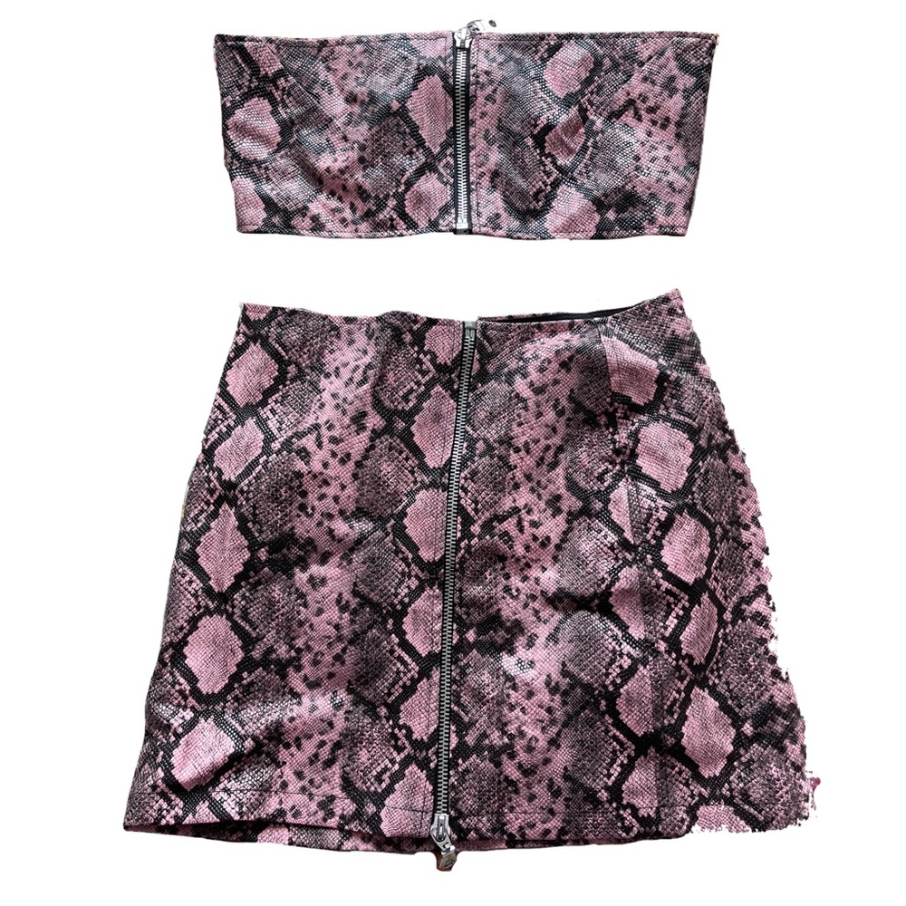 Ragged Priest Bandeau Top Co-ord Faux Snake Print